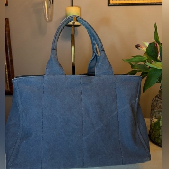 PRADA Blue Denim Large Canapa Tote Bag | EUC - Picture 2 of 11